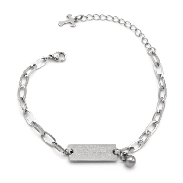 Pulseira Com Elo Cartier E Oração Pai Nosso Aço inox Fé E Elegância Em Cada Detalhe