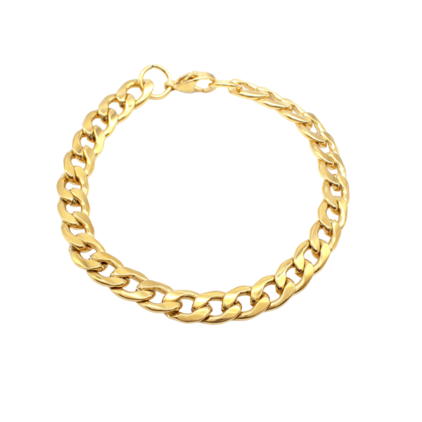 Pulseira Masculina 22 Cm Elo Grumet Aço Inox Dourado