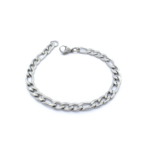 Pulseira Masculina 21 Cm Elo Figaro Aço Inox Prata