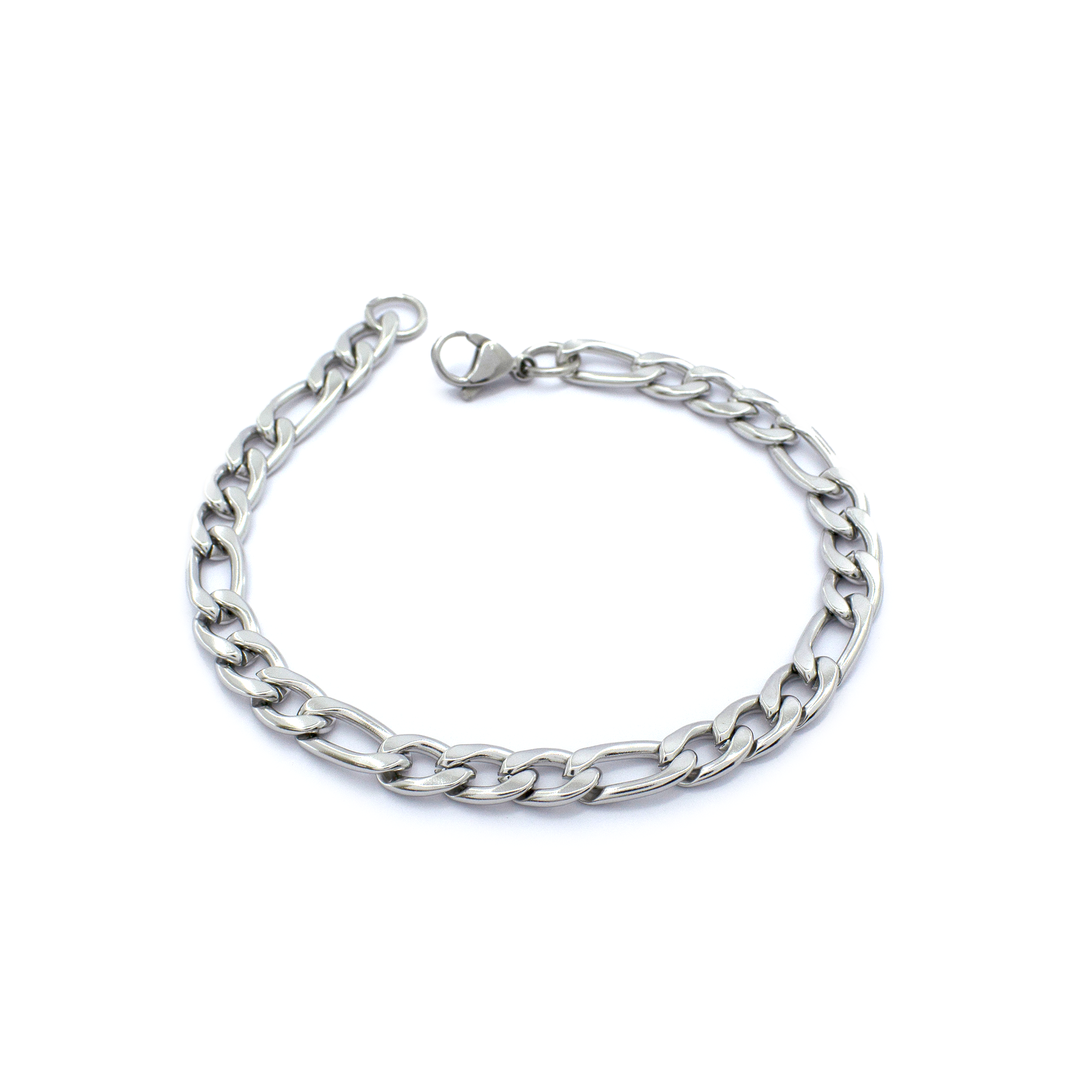 PA51-RB-21CM-1 Pulseira Masculina 21 Cm Elo Figaro Aço Inox Prata - Imagem 1