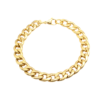 Pulseira Masculina 21 Cm Elo Figaro Grossa Aço Inox Dourado