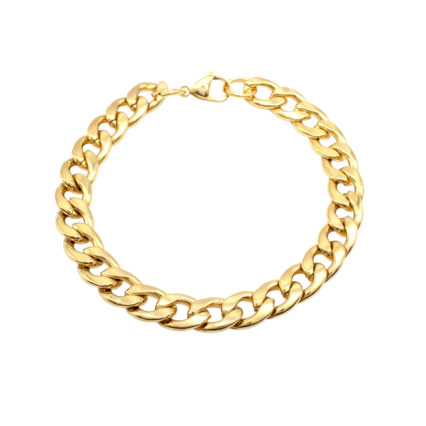 Pulseira Masculina 21 Cm Elo Figaro Grossa Aço Inox Dourado