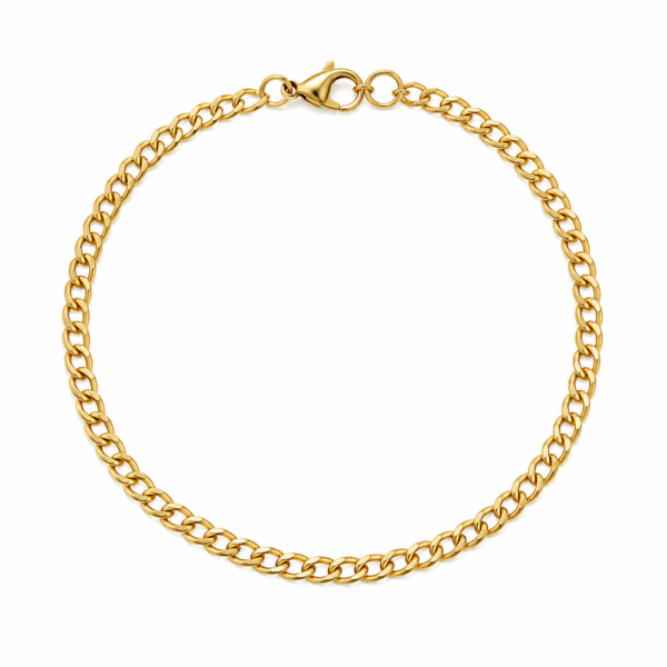 Pulseira Elo Grumet Fina 20 cm em Aço Inox Elegante