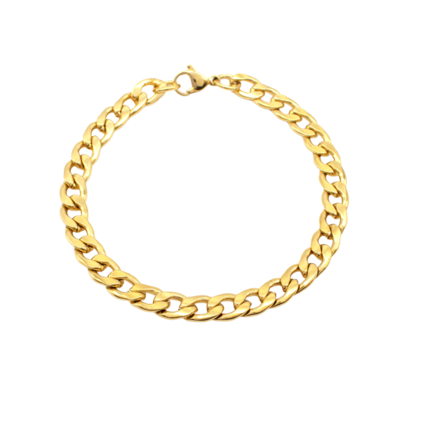 Pulseira Masculina 21 Cm Elo Grumet Aço Inox Dourado