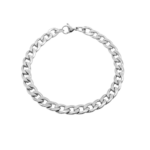 Pulseira Masculina 21 Cm Elo Grumet Aço Inox Prata