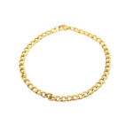 Pulseira Masculina 20 Cm Elo 3×1 Aço Inox Dourado