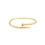 Bracelete Minimalista Com Design De Prego Em Aço Inox PVD Dourado