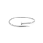 Bracelete Minimalista Com Design De Prego Em Aço Inox PVD Prata