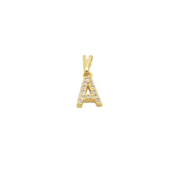 Pingente de Inicial Cravejada Minimalista Banhado a Ouro