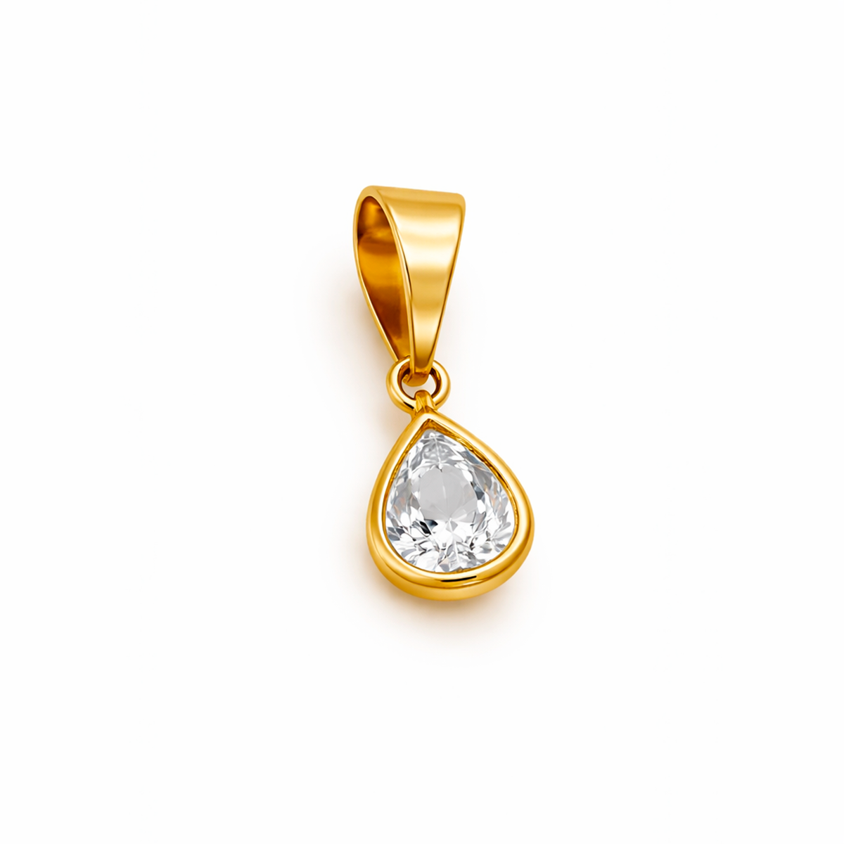 PI1084-1 Pingente Ponto de Luz Cristal em Gota 8mm Banhado a Ouro e Ródio - Imagem 1