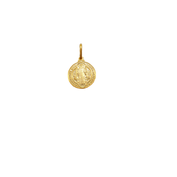 Mini Pingente Medalha de São Bento 1cm Banhado a Ouro