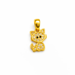 Pingente Feminino Gatinho Cravejado Banhadoa Banhado a Ouro e Ródio