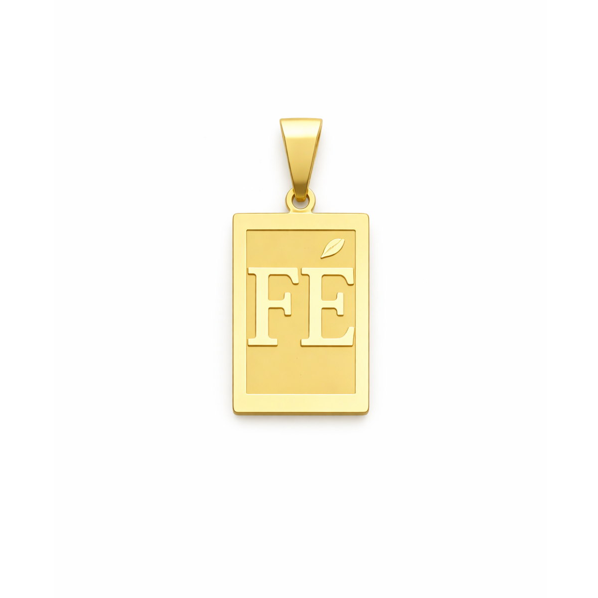 PI1168-1 Pingente Fé Quadrado 2x1,5cm em Aço Inox Dourado e Prateado - Imagem 1