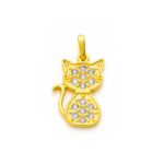 Pingente Gatinho Cravejado Banhado a Ouro