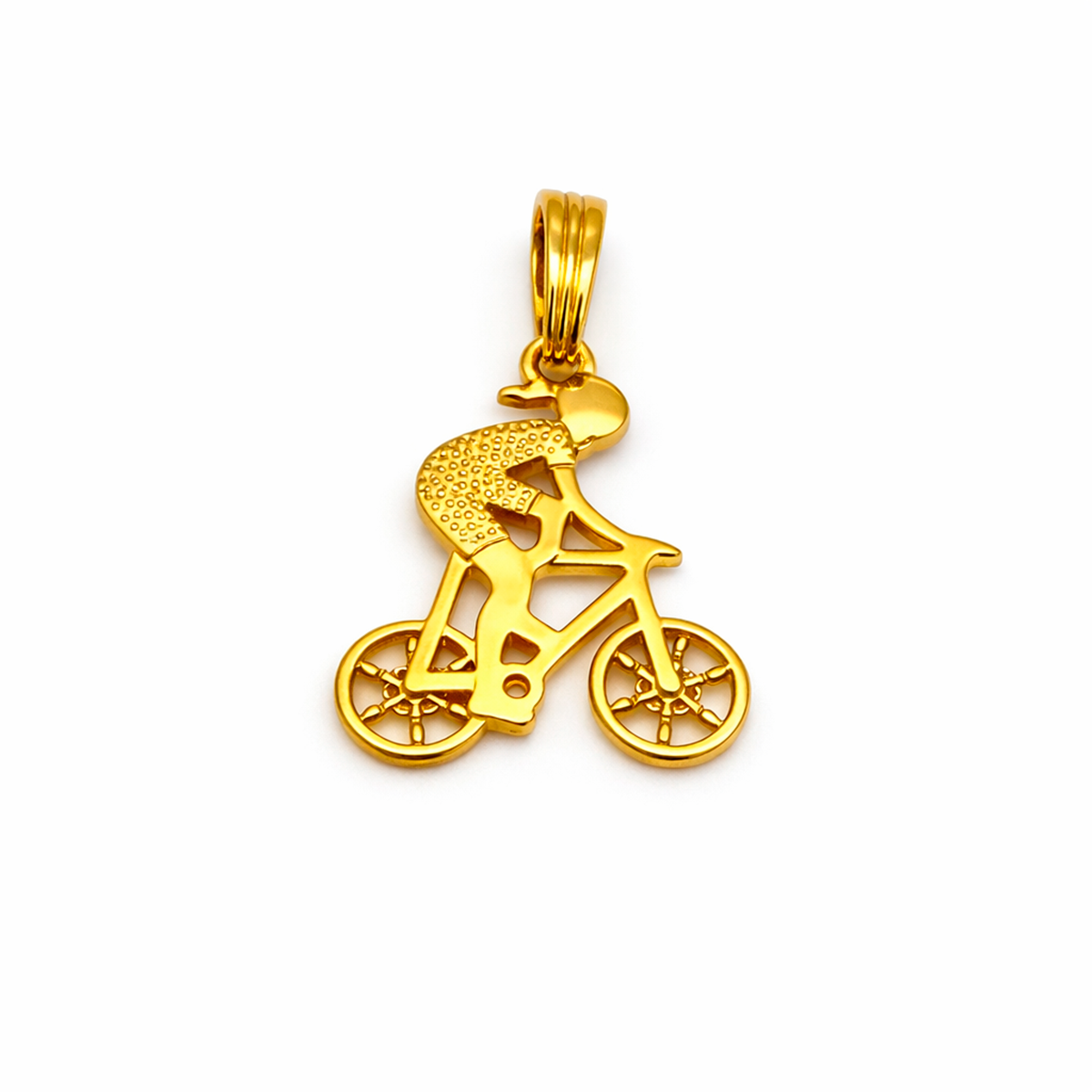 PI689-1 Pingente Ciclista Banhado a Ouro e Ródio - Imagem 1