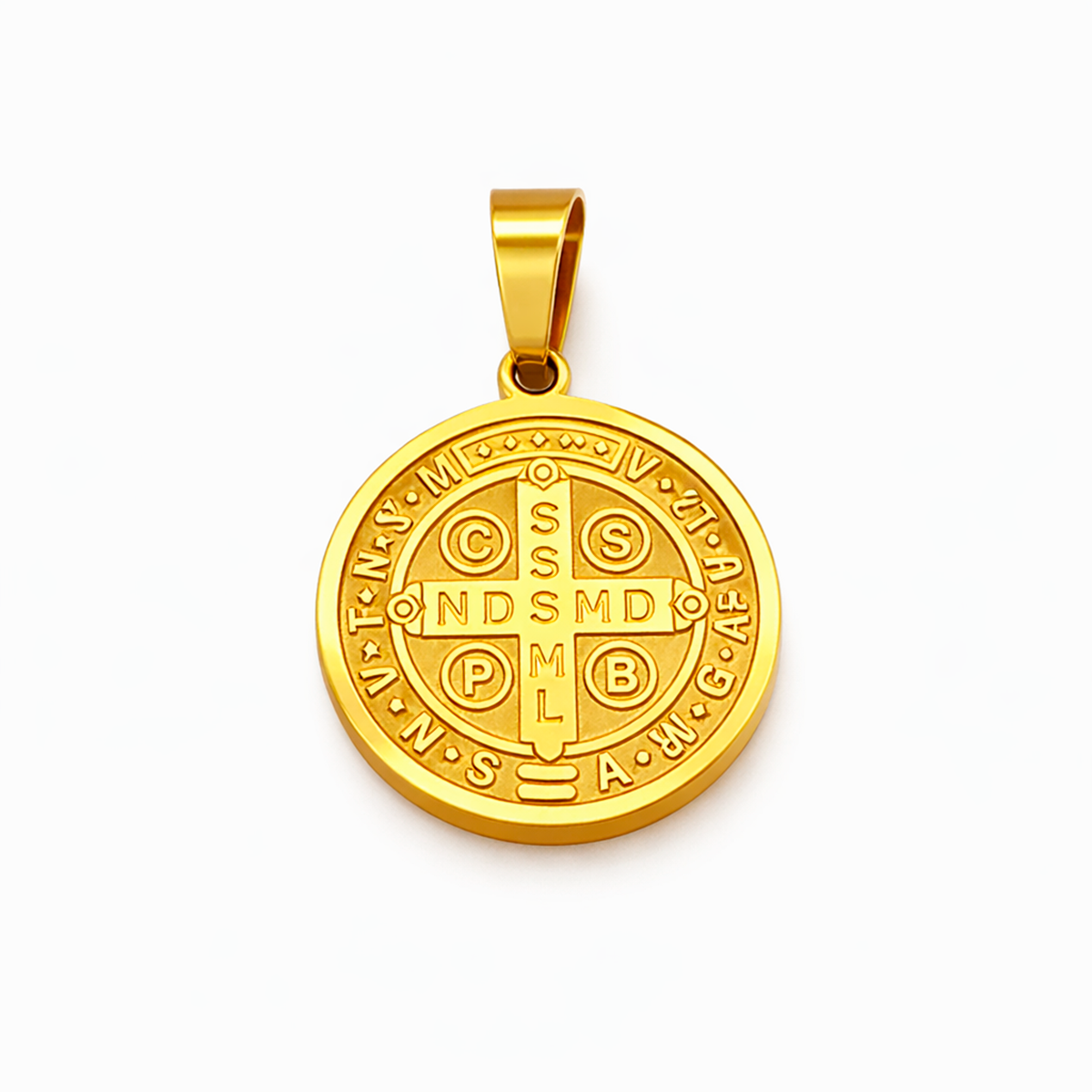 PIA14-1 Pingente São Bento 2cm em Aço Inox Dourado e Prateado - Imagem 1