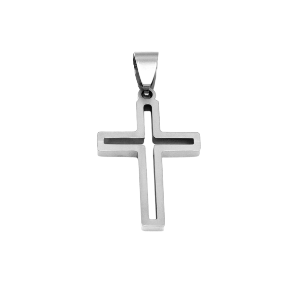 Pingente Cruz Lisa 1,3 × 2,0 Cm Aço Inox Prata