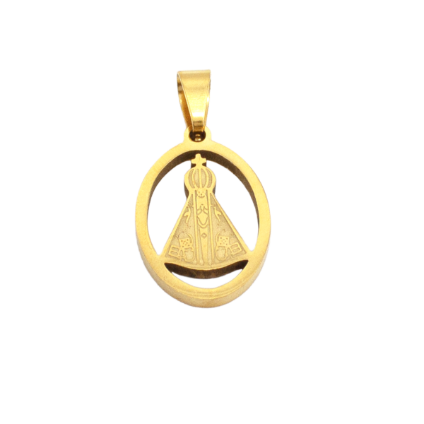 Pingente Nossa Senhora 2 Cm Aço Inox Dourado