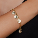 Pulseira Feminina Dez Mandamentos 16cm Design Devocional Banhada A Ródio