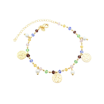 Pulseira de Pedras Coloridas 17 cm Banhado a Ouro