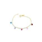 Pulseira de Pedrinhas Coloridas 14 cm Banhado a Ouro