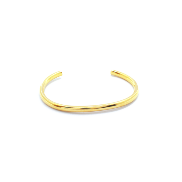 Bracelete Rígido Tubular Vincado Design Escultural Banhado A Ouro