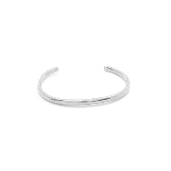 Bracelete Rígido Tubular Vincado Estilo Moderno Banhado A Ródio