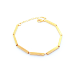 Pulseira Feminina Canutilhos Quadrados 18cm Design Geométrico Banhada A Ouro