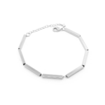 Pulseira Feminina Canutilhos Quadrados 18cm Design Geométrico Banhada A Ródio