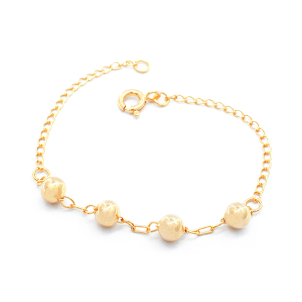 Pulseira Infantil De Bolinhas 14cm Design Delicado Banhada A Ouro