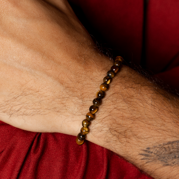 Pulseira De Hematita Com Esferas Redondas Olho De Tigre Proteção E Estilo