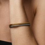 Bracelete Rígido Com Bolinhas Design Elegante Banhado A Ouro