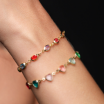 Pulseira Ajustável Com Zircônias Ovais Coloridas Elegância Leve Banhada A Ródio