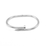 Bracelete Prego Design Contemporâneo Banhado A Ródio Com Estilo Industrial