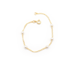 Pulseira Infantil Mini Pérolas 14cm Delicadeza Clássica Banhada A Ouro