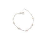 Pulseira Infantil Mini Pérolas 14cm Charme Delicado Banhada A Ródio
