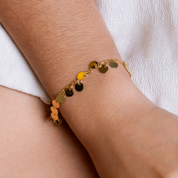 Pulseira De Elos Com Esferas De Chapinha Sofisticação Moderna Banhada A Ródio