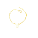 Pulseira Elos de Mini Coração Vazado com Chapinha 14 cm Banhado a Ouro e ródio