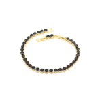 Pulseira Cravejada com Zircônias Negras Banhada a Ouro