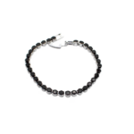 Pulseira Cravejada Com Zircônias Negras Banhada A Ródio