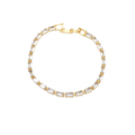 Pulseira Navete Com Zircônias Cristal Delicadas Cravejada Banhada A Ouro