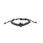 Pulseira Masculina Com Coroa Design Premium Banhada A Ródio Negro Com Textura Imponente