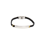 Pulseira Masculina Trançada Com Placa Personalizável Em Aço Inox PVD Prata