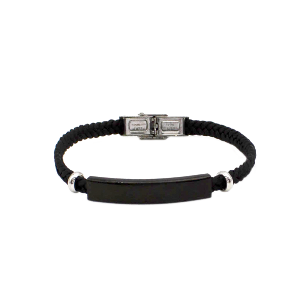 Pulseira Masculina Trançada Com Placa Personalizável Em Aço Inox