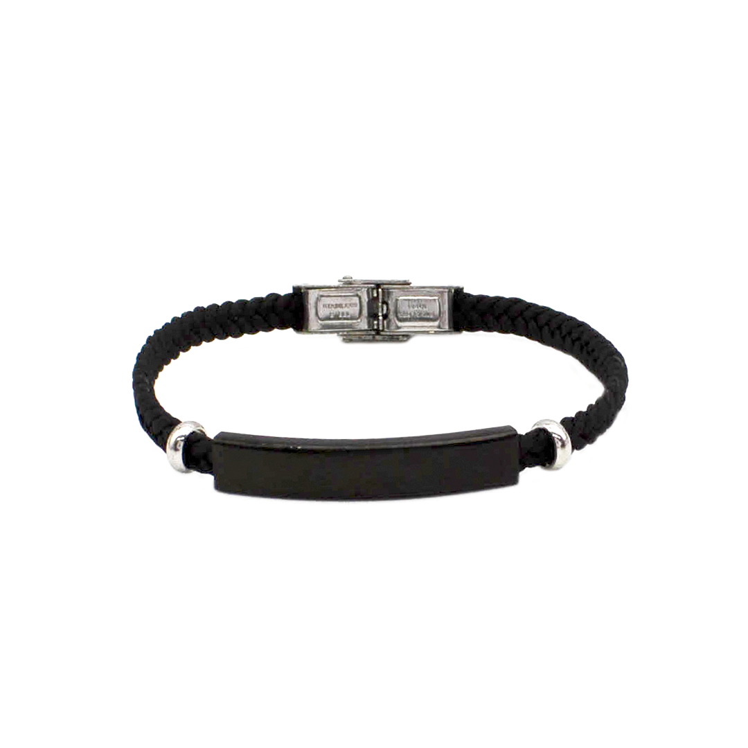 PU1930-RN-1 Pulseira Masculina Trançada Com Placa Personalizável Em Aço Inox - Imagem 1