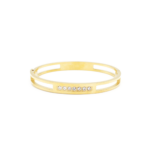 Bracelete Com Zircônia Central Cravejada Clássica Em Aço Inox PVD Dourado