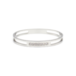 Bracelete Com Zircônia Central Cravejada Clássica Em Aço Inox PVD Prata
