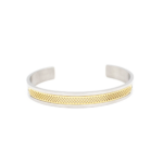 Bracelete Liso Com Detalhes Em Colmeia Centralizado Em Aço Inox PVD Dourado