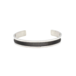 Bracelete Liso Com Detalhes Em Colmeia Em Aço Inox PVD Preto