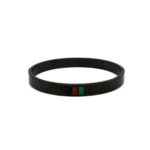 Bracelete Texturizado Com Resina Verde E Vermelha Centralizada Em Aço Inox PVD Preto
